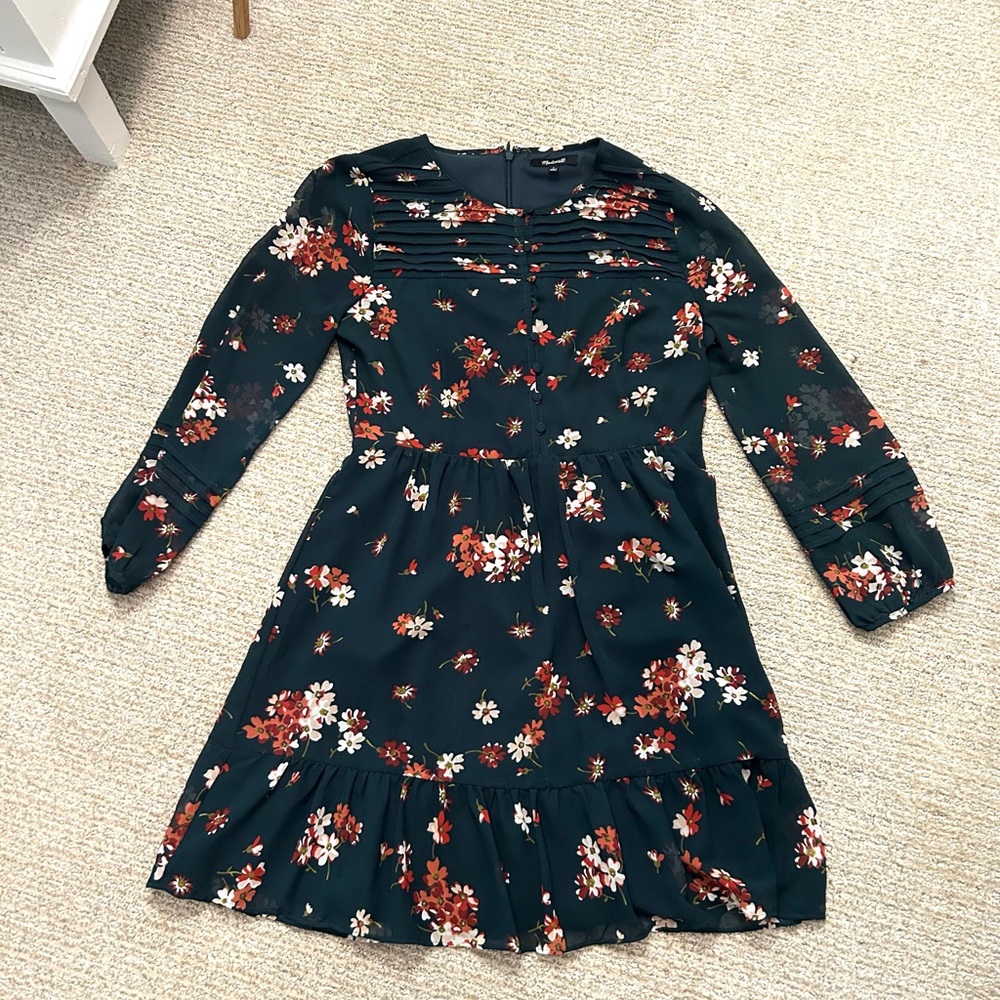 Madewell Floral Dress - Dark Green size 4